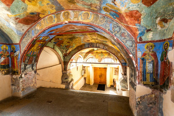 Fototapeta na wymiar Ancient Frescoes in Znamensky Cathedral