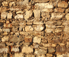 Ancient stone old wall background, antique textured exterior