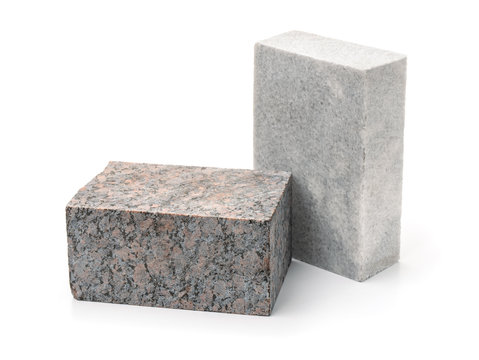 Unpolished granite and marble stone blocks