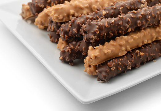 Chocolate covered cookie sticks