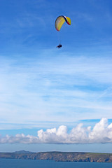 paraglider flying at Newgale, Wales