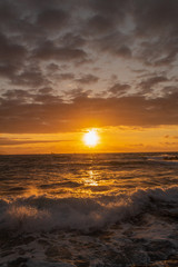beautiful sunset on the beach of Azkorri, Biscay