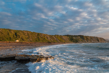 beautiful sunset on the beach of Azkorri, Biscay