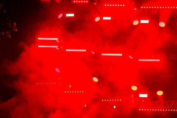 Red light on a rock concert stage as background