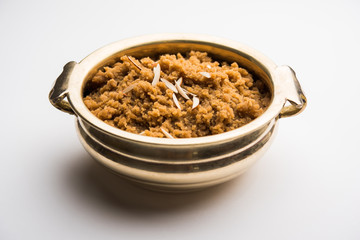 Wheat flour Halwa or Shira /  Atte ka Halva, Popular healthy dessert or breakfast menu from India....