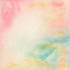 Watercolor background texture abstract sunrise pink and gold color painted by hand in watercolor and perfect for all types of design