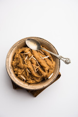 Wheat flour Halwa or Shira or porridge /  Atte ka Halva, Popular healthy dessert or breakfast menu...