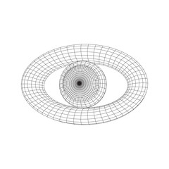 Abstract polygonal human eye sign. Digital vision, security technology and surveillance concept. Wireframe low poly mesh vector illustration