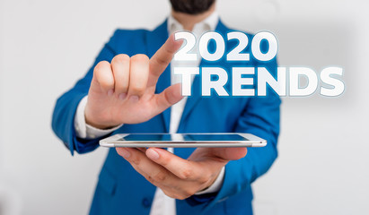 Word writing text 2020 Trends. Business photo showcasing things that is famous for short period of...