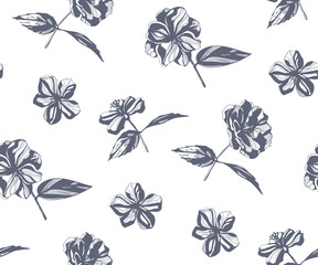 Seamless floral pattern with roses hand drawing decorative background. Vector Illustration. Print for textile, cloth, wallpaper, scrapbooking