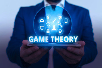 Text sign showing Game Theory. Business photo showcasing branch of mathematics concerned with...