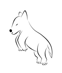 dog drawn with lines jumping or sleeping