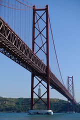 Portugal Lisbon Bridge Ponte 25 de Abril and National Sanctuary of Christ the King
