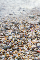 Sea stones on the seashore in the summer