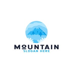 Mountain Illustration Flat Logo Design Vector