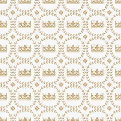 Vintage seamless pattern with medieval royal crown icon vector illustration.