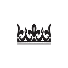 Ornate black crown icon with curvy arched lines - flat isolated silhouette