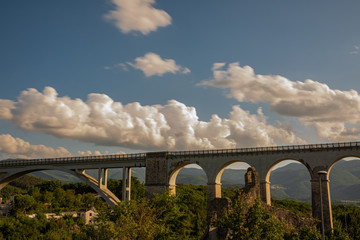 Isernia, Molise, Italy.  Santo Spirito railway bridge. View