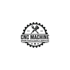 CNC machine service sparepart logo design