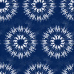 Seamless pattern Shibori in Indigo color. Digital Quilting Arts. Tie-dye. Tied and dyed - is a manual resist dyeing technique, of Japanese artisan design which produces patterns on fabric