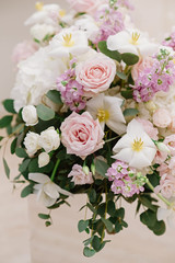 Beautiful fresh flowers to decorate the wedding table and banquet hall in the restaurant. Range of wedding flowers