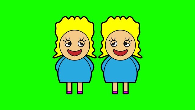 gemini zodiac animation green screen. 2D flat simple motion