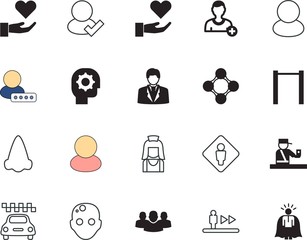 Obraz premium people vector icon set such as: creativity, plane, horizontal, cleaning, speed, persons, recreation, hair, beautiful, household, transport, vacuum, mind, creative, inspiration, cab, suit, house, step