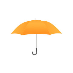 Colorful realistic yellow umbrella with domed top and curved metal handle