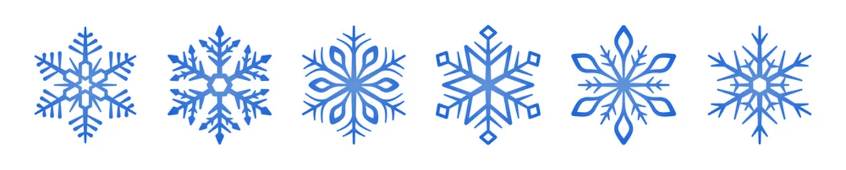 Fotobehang Set of blue Snowflakes icons. Snowflakes template. Snowflake winter. Snowflakes icons. Snowflake vector icon © pingebat