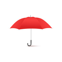 Realistic red umbrella from side view - classic colorful weather accessory