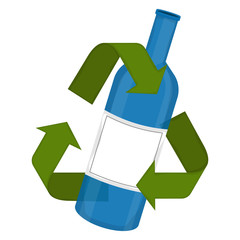 Glass bottle in a recycling symbol - Vector illustration