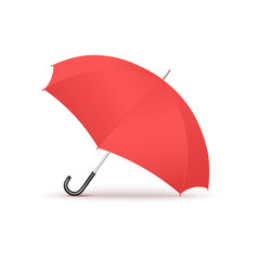 Colorful red realistic open umbrella isolated on white background