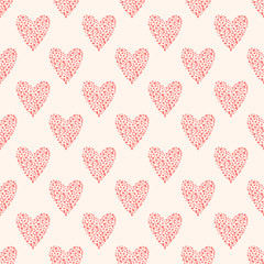 Seamless pattern with hand drawn hearts, vector illustration for greeting cards, wedding invitation, banners, backgrounds, textiles design.
