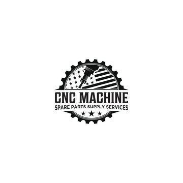 CNC machine service sparepart logo design