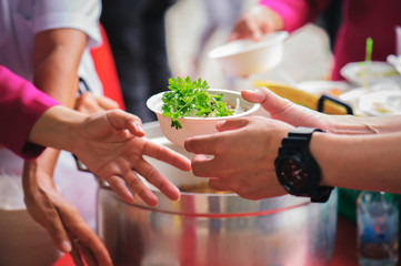 Starvation issues help with food donations: concept of giving