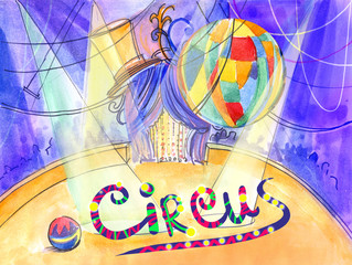 circus illustration watercolor scenery