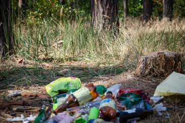 The problem of mankind an overabundance of plastic trash on the planet - obrazy, fototapety, plakaty
