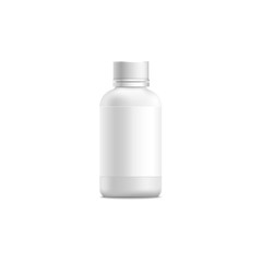 White pill container - realistic blank mockup. Isolated plastic bottle