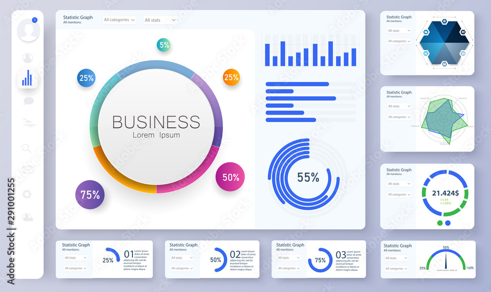 Poster dashboard, great design for any site purposes. informative and simple dashboard. colorful infographi
