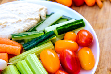 Fresh Vegetable Crudite Platter With Hummus