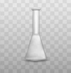 Realistic empty glass beaker with triangle bottom shape