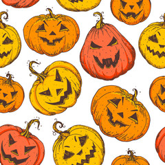 Halloween pumpkin seamless pattern. Autumn holidays. Halloween design template. Vector illustration
