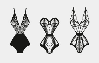 lacy bodysuit underwear fashion isolated set