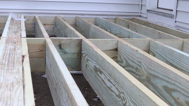 New deck patio with modern wooden deck installing wood floor for patio