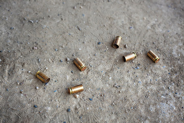 9 mm bullet shells lying on the ground