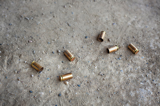 9 mm bullet shells lying on the ground