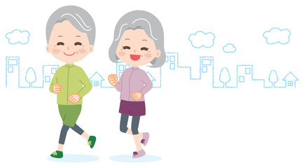 Illustration that elderly people are running