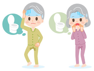 Elderly man and woman who leaked pee