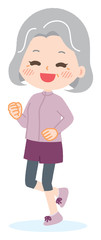 Illustration that senior woman is running