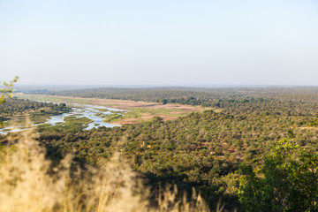 Fototapeta na wymiar A look out point looking over the Olifants river near Olifants rest camp in the Kruger park, South Africa.